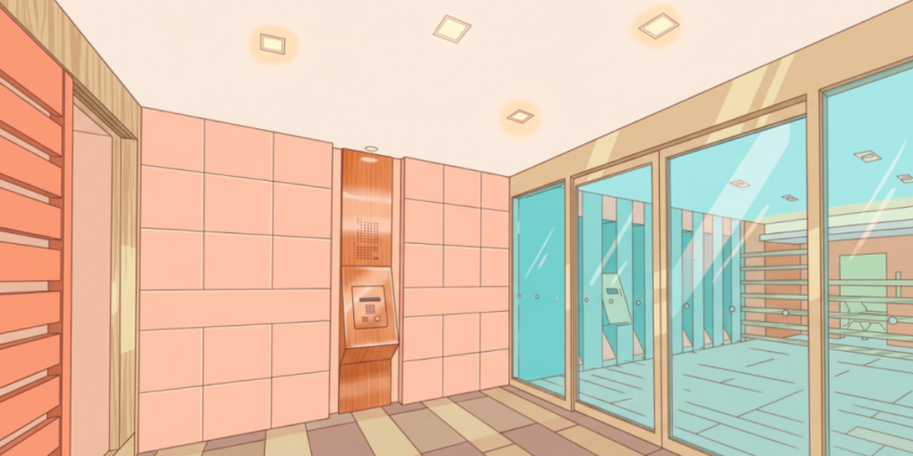 マンションのエントランスのオートロックの画像