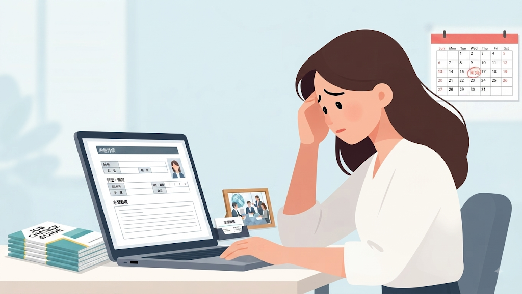 転職活動のための履歴書を作成している女性のイメージ画像